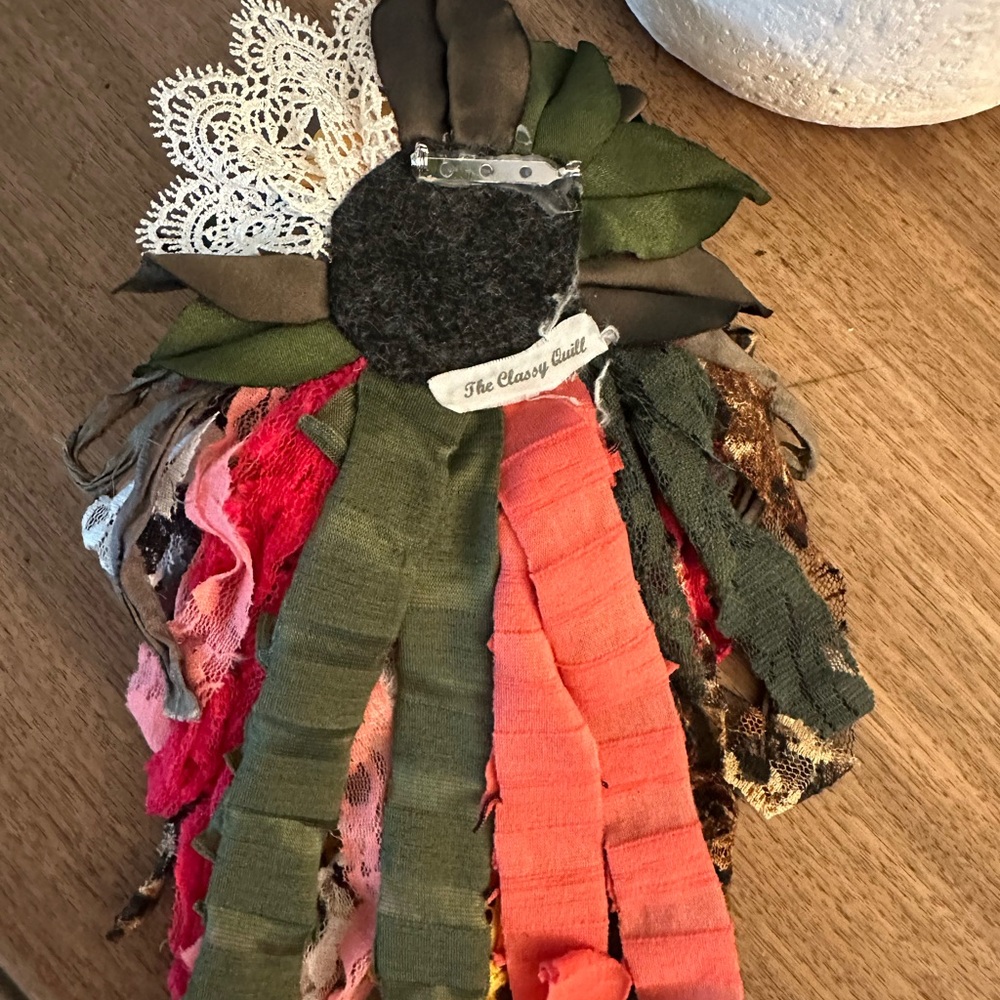 Colorful Fabric Flower Brooch - Picture 2 of 2